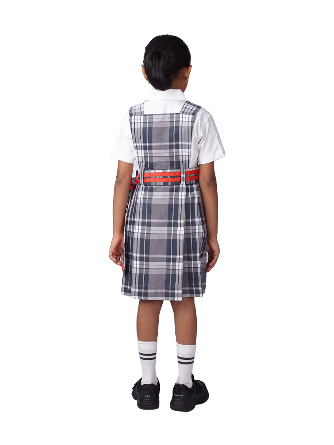 Jamnabhai Narsee Primary Girls Uniform with Red Belt