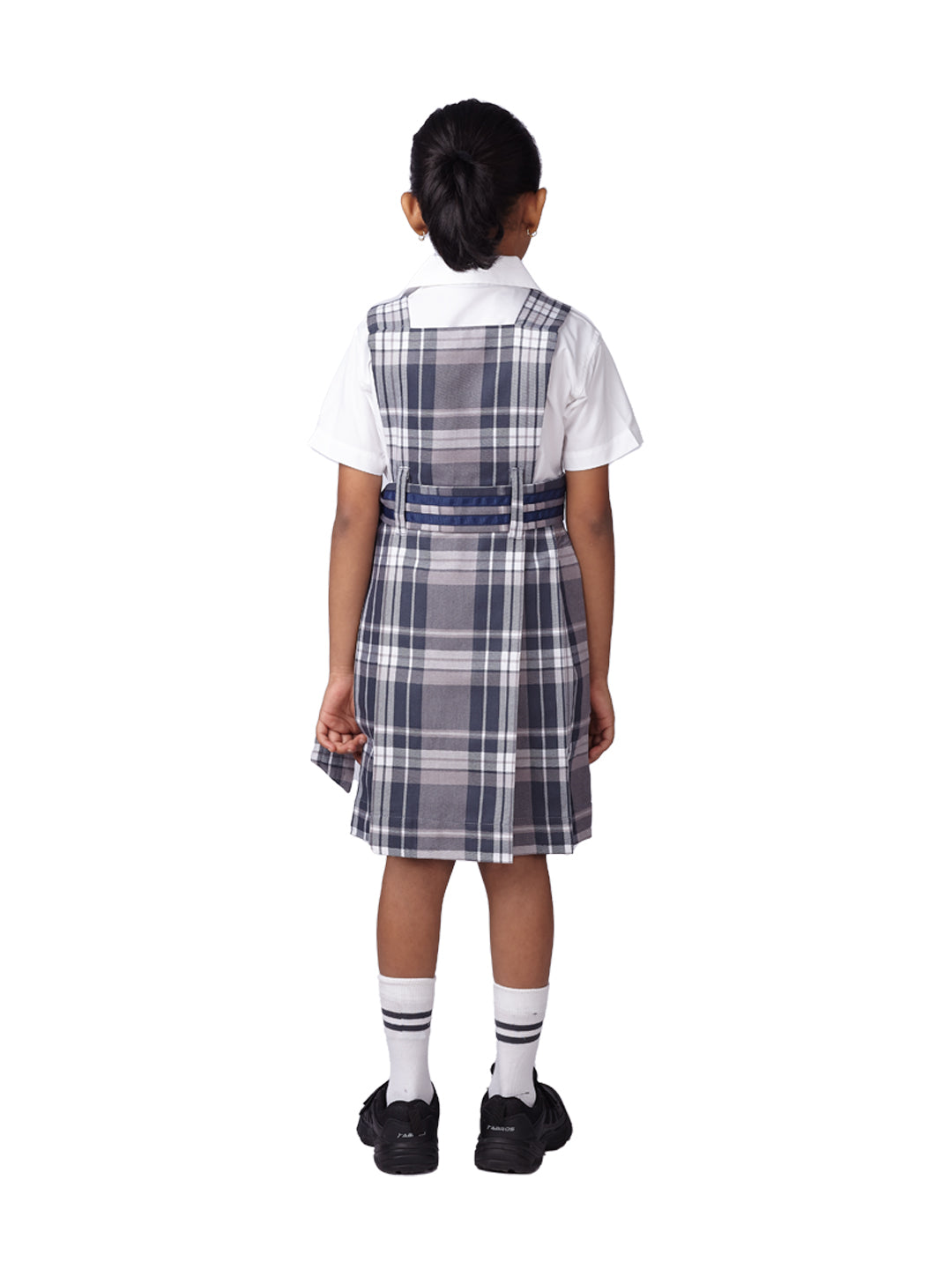 Jamnabhai Girls Pinafore with Navy Blue Belt