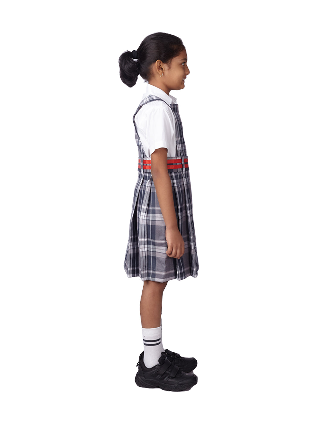 Jamnabhai Narsee Primary Girls Uniform with Red Belt